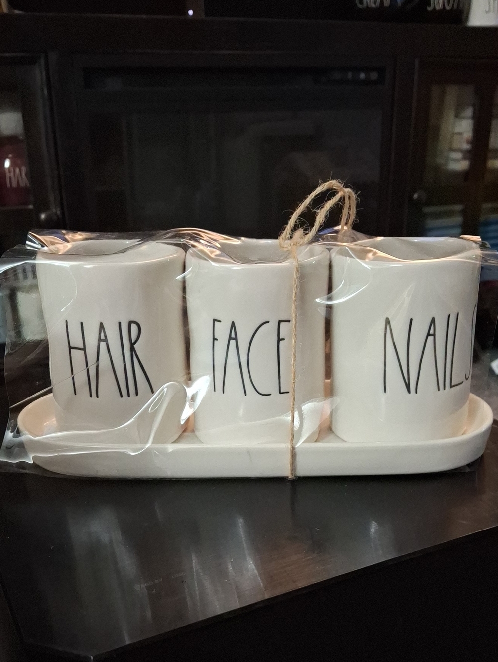 NWT Rae Dunn HAIR, FACE, NAILS Ceramic Organizer